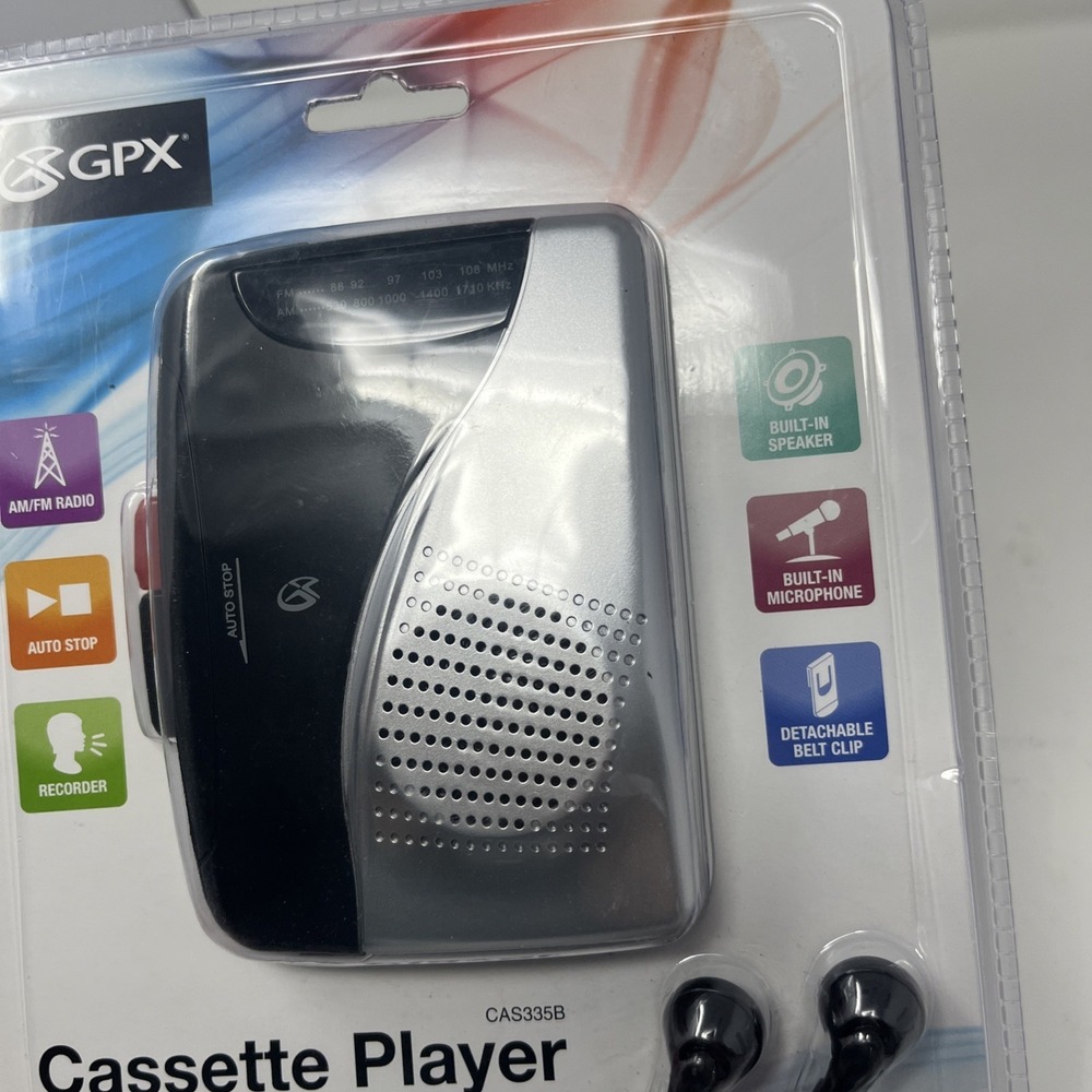 GPX cassette player recorder radio stereo am/fm CAS335B belt clip New Sealed - Picture 3 of 5